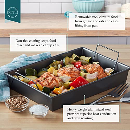 Chicago Metallic Professional Roast Pan with Non-Stick Rack, 13-Inch-by-9-Inch, Gray