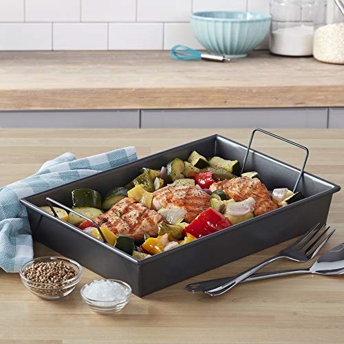 Chicago Metallic Professional Roast Pan with Non-Stick Rack, 13-Inch-by-9-Inch, Gray