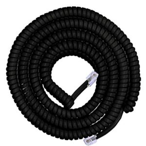 power gear coiled telephone cord, 4 feet coiled, 25 feet uncoiled, phone cord works with all corded landline phones, for use in home or office, black, 76139