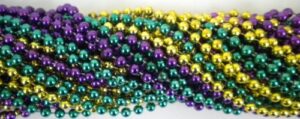33 inch 07mm round metallic purple gold and green beads – 6 dozen (72 necklaces)