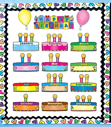 Birthday Cakes Bulletin Board Set, Carson Dellosa Classroom Decorations, 47 Pieces