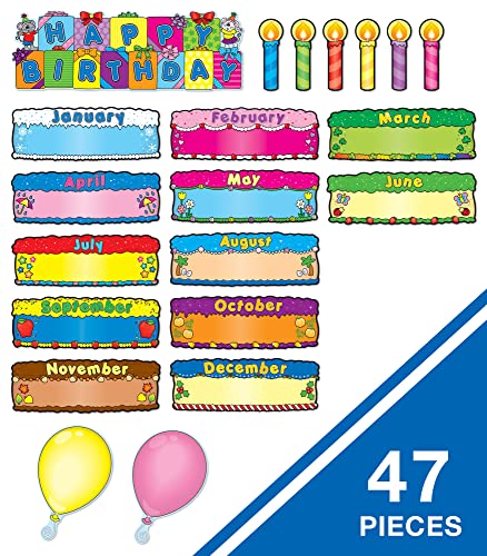 Birthday Cakes Bulletin Board Set, Carson Dellosa Classroom Decorations, 47 Pieces