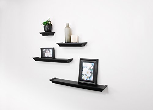 Kiera Grace Classic Multi Length Shelves, Black, Set of 4