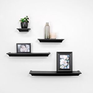 Kiera Grace Classic Multi Length Shelves, Black, Set of 4