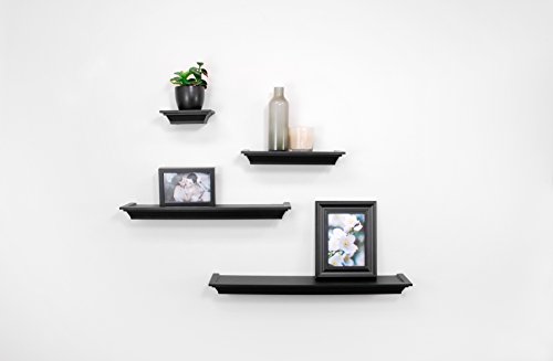 Kiera Grace Classic Multi Length Shelves, Black, Set of 4