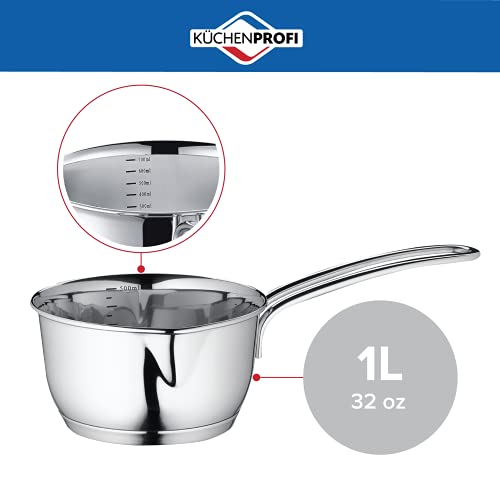 Küchenprofi Stainless Steel Saucepan with Clad Bottom, 34-Ounce