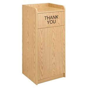 global industrial wooden waste receptacle with tray top, 36 gallon, oak