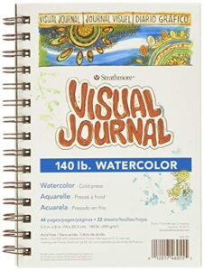 strathmore 460-55 400 series visual watercolor journal, 140 lb cold press, 5.5″x8″, 22 sheets , white