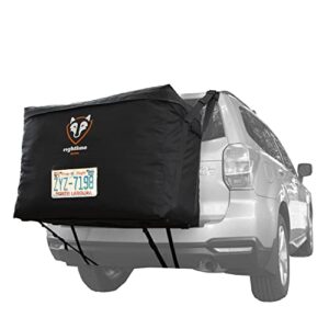 rightline gear waterproof rear car cargo carrier bag, attaches with or without roof rack, 13 cubic feet, black
