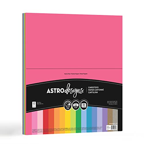 Astrodesigns/Creative Collection Starter Kit Cardstock, 12" x 12", 65 lb/176 gsm 18-Color Assortment, 72 Sheets (46408-03)