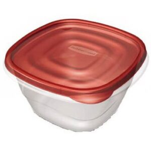 rubbermaid red takealongs 5.2-cup deep squares food storage containers, 4-pack, chili (4 pack)