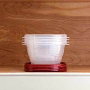 Rubbermaid Red TakeAlongs 5.2-Cup Deep Squares Food Storage Containers, 4-Pack, Chili (4 Pack)