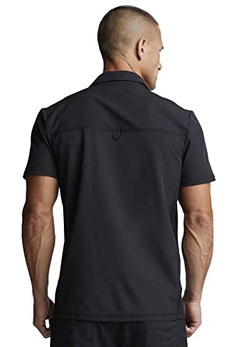 Dickies Dynamix Scrubs for Men, Button Front Collar Shirt with Four-Way Stretch and Moisture Wicking Plus Size DK820, 2XL, Black