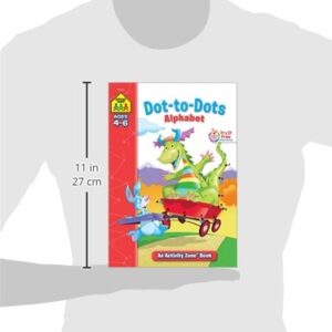 School Zone - Dot-to-Dots Alphabet Workbook - 32 Pages, Ages 4 to 6, Preschool, Kindergarten, Connect the Dots, Letter Puzzles, ABCs, and More (School Zone Activity Zone® Workbook Series)