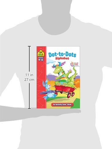 School Zone - Dot-to-Dots Alphabet Workbook - 32 Pages, Ages 4 to 6, Preschool, Kindergarten, Connect the Dots, Letter Puzzles, ABCs, and More (School Zone Activity Zone® Workbook Series)