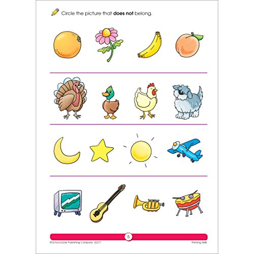 School Zone - Thinking Skills Workbook - 64 Pages, Ages 3 to 5, Preschool to Kindergarten, Problem-Solving, Logic & Reasoning Puzzles, and More (School Zone Get Ready!™ Book Series)