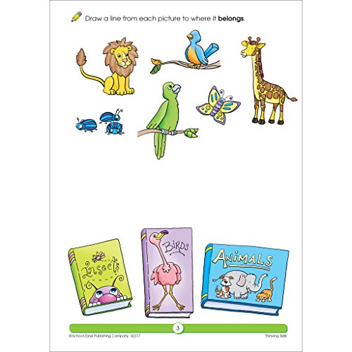 School Zone - Thinking Skills Workbook - 64 Pages, Ages 3 to 5, Preschool to Kindergarten, Problem-Solving, Logic & Reasoning Puzzles, and More (School Zone Get Ready!™ Book Series)