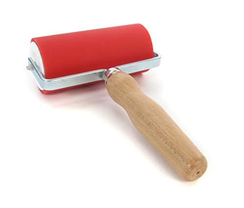 American Educational Products A-131500 ABIG Press Rollers, 4" Wide (5 mm=0.2" Rubber Thickness) Plastic Core and Beechwood Handle