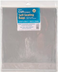 darice 1115-19 18/pack plastic self sealing bags, 11-1/4 by 14-1/4-inch, clear