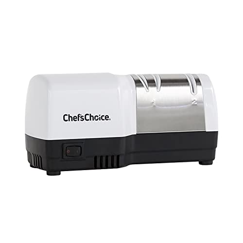 Chef’sChoice Hybrid Knife uses Diamond Abrasives and Combines Electric and Manual Sharpening for 20-Degree Straight and Serrated Knives, 2-Stage, White