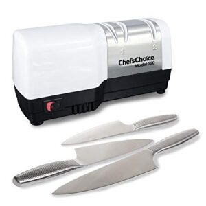 Chef’sChoice Hybrid Knife uses Diamond Abrasives and Combines Electric and Manual Sharpening for 20-Degree Straight and Serrated Knives, 2-Stage, White