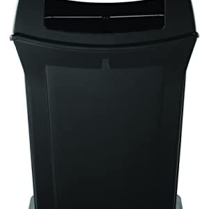 Rubbermaid Commercial Products Ranger Outdoor Trash Can with Lid, 45-Gallon, Plastic, Black, Indoor/Ourdoor Garbage Can for Parks/Shopping Malls/Festivals/Stadiums