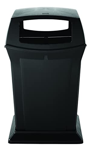 Rubbermaid Commercial Products Ranger Outdoor Trash Can with Lid, 45-Gallon, Plastic, Black, Indoor/Ourdoor Garbage Can for Parks/Shopping Malls/Festivals/Stadiums