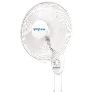 hurricane wall mount fan – 16 inch, supreme series, wall fan with 90 degree oscillation, 3 speed settings, adjustable tilt – etl listed, white