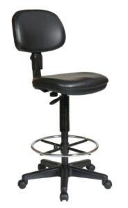office star dc series adjustable drafting chair with foot ring and sculptured foam seat, black vinyl