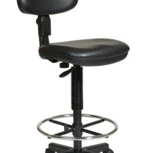 Office Star DC Series Adjustable Drafting Chair with Foot Ring and Sculptured Foam Seat, Black Vinyl