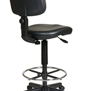 Office Star DC Series Adjustable Drafting Chair with Foot Ring and Sculptured Foam Seat, Black Vinyl