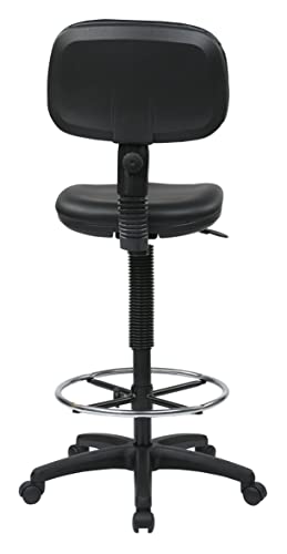 Office Star DC Series Adjustable Drafting Chair with Foot Ring and Sculptured Foam Seat, Black Vinyl