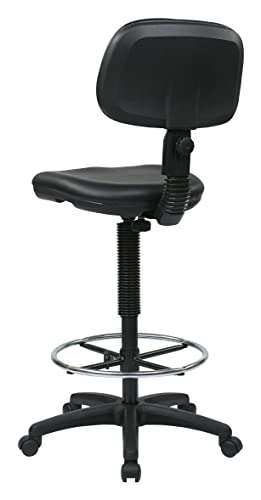 Office Star DC Series Adjustable Drafting Chair with Foot Ring and Sculptured Foam Seat, Black Vinyl