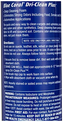 Blue Coral DC22 Upholstery Cleaner Dri-Clean Plus with Odor Eliminator, 22.8 oz. Aerosol