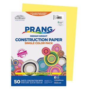 Prang (Formerly SunWorks) Construction Paper, Yellow, 9" x 12", 50 Sheets