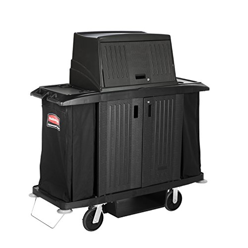 Rubbermaid Commercial Executive Series Full-Size Housekeeping Cart with Doors, Black, FG619100BLA