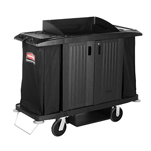 Rubbermaid Commercial Executive Series Full-Size Housekeeping Cart with Doors, Black, FG619100BLA