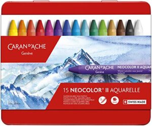 caran d’ache classic neocolor ii water-soluble pastels, 15 colors