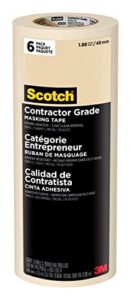 scotch contractor grade masking tape, 1.88 inches by 60.1 yards (360 yards total), 2020, 6 rolls