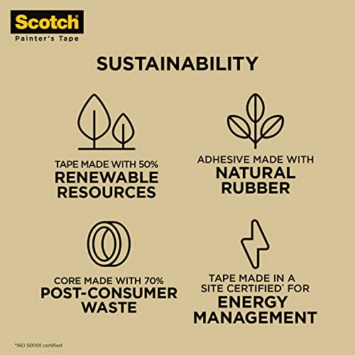 Scotch Contractor Grade Masking Tape, 1.88 inches by 60.1 yards (360 yards total), 2020, 6 Rolls