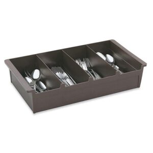 4-compartment plastic cutlery bin, brown, 20 x 10 x 4