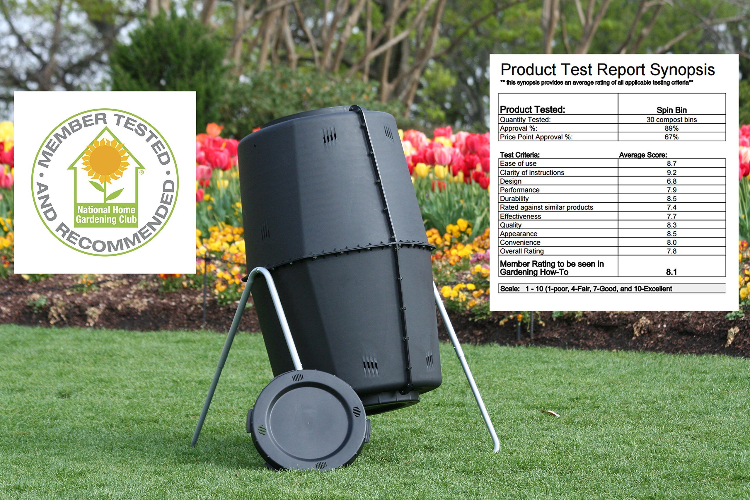 Spin Bin 60 Gal. Outdoor Compost Tumbler Rotating Garden Composter Bin (Black)