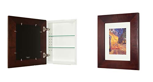 Fox Hollow Furnishings 14x18 Concealed Medicine Cabinet (Large), a Recessed Mirrorless Medicine Cabinet with a Picture Frame Door (Espresso)