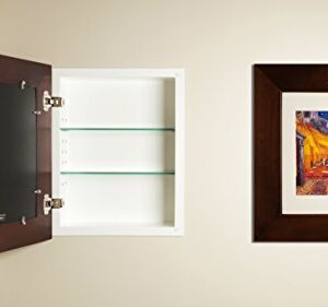 Fox Hollow Furnishings 14x18 Concealed Medicine Cabinet (Large), a Recessed Mirrorless Medicine Cabinet with a Picture Frame Door (Espresso)