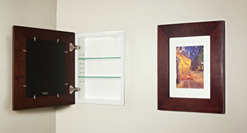 Fox Hollow Furnishings 14x18 Concealed Medicine Cabinet (Large), a Recessed Mirrorless Medicine Cabinet with a Picture Frame Door (Espresso)