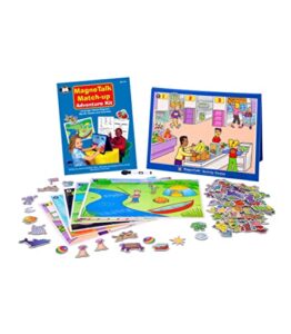 super duper publications | magnetic adventure stories match-up barrier game | vocabulary, basic concepts, following directions, reasoning, listening, categories, & rhyming | educational resource