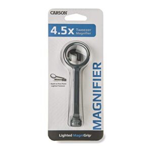 Carson Lighted MagniGrip 4.5x LED Lighted Magnifier with Precision Tweezers (MG-88)