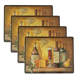 benson mills cork placemats set of 4, thick cork place mats for kitchen and dining tables, easy clean table mats (12″ x 16″ rectangular set of 4, bordeaux wine)