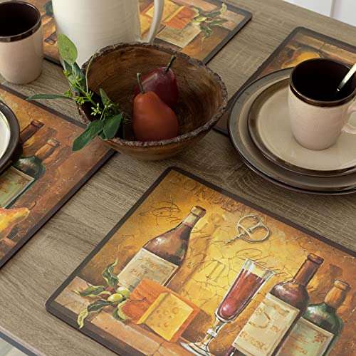 Benson Mills Cork Placemats Set of 4, Thick Cork Place Mats for Kitchen and Dining Tables, Easy Clean Table Mats (12" x 16" Rectangular Set of 4, Bordeaux Wine)