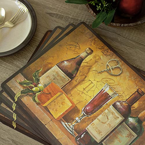 Benson Mills Cork Placemats Set of 4, Thick Cork Place Mats for Kitchen and Dining Tables, Easy Clean Table Mats (12" x 16" Rectangular Set of 4, Bordeaux Wine)